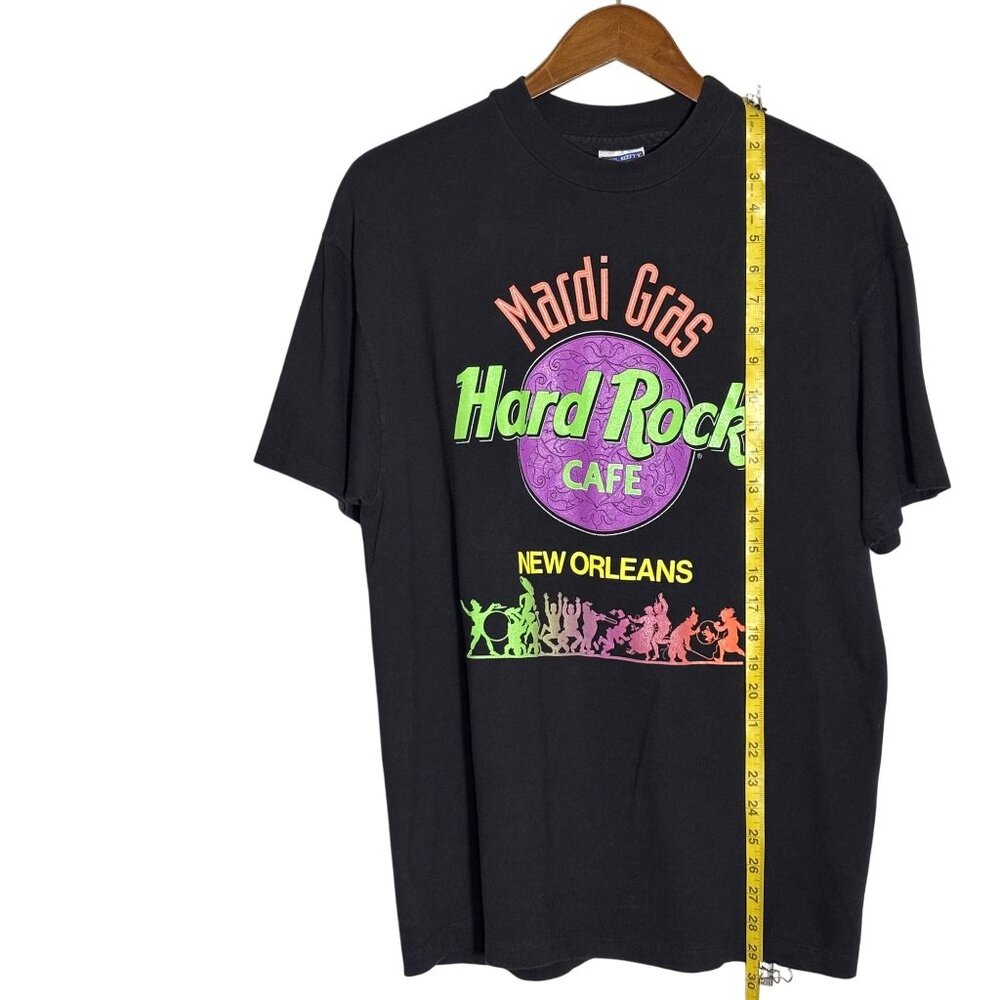 Vintage Hard Rock Cafe New Orleans Mardi Gras Black T-Shirt L Hanes Beefy-T 100% - Picture 3 of 9